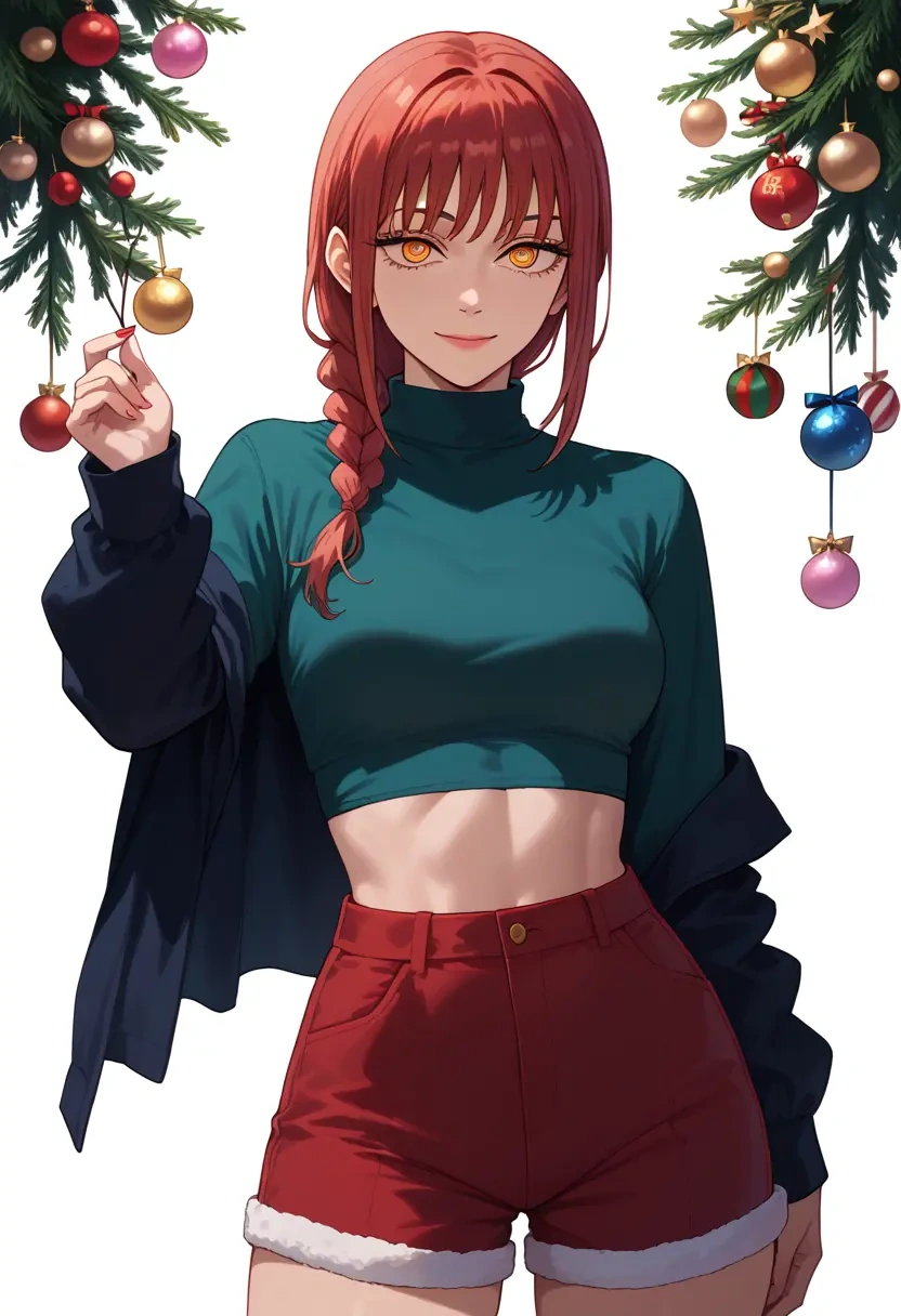 chainsaw_man,makima_(chainsaw_man),Christmas,red velvet shorts  - 