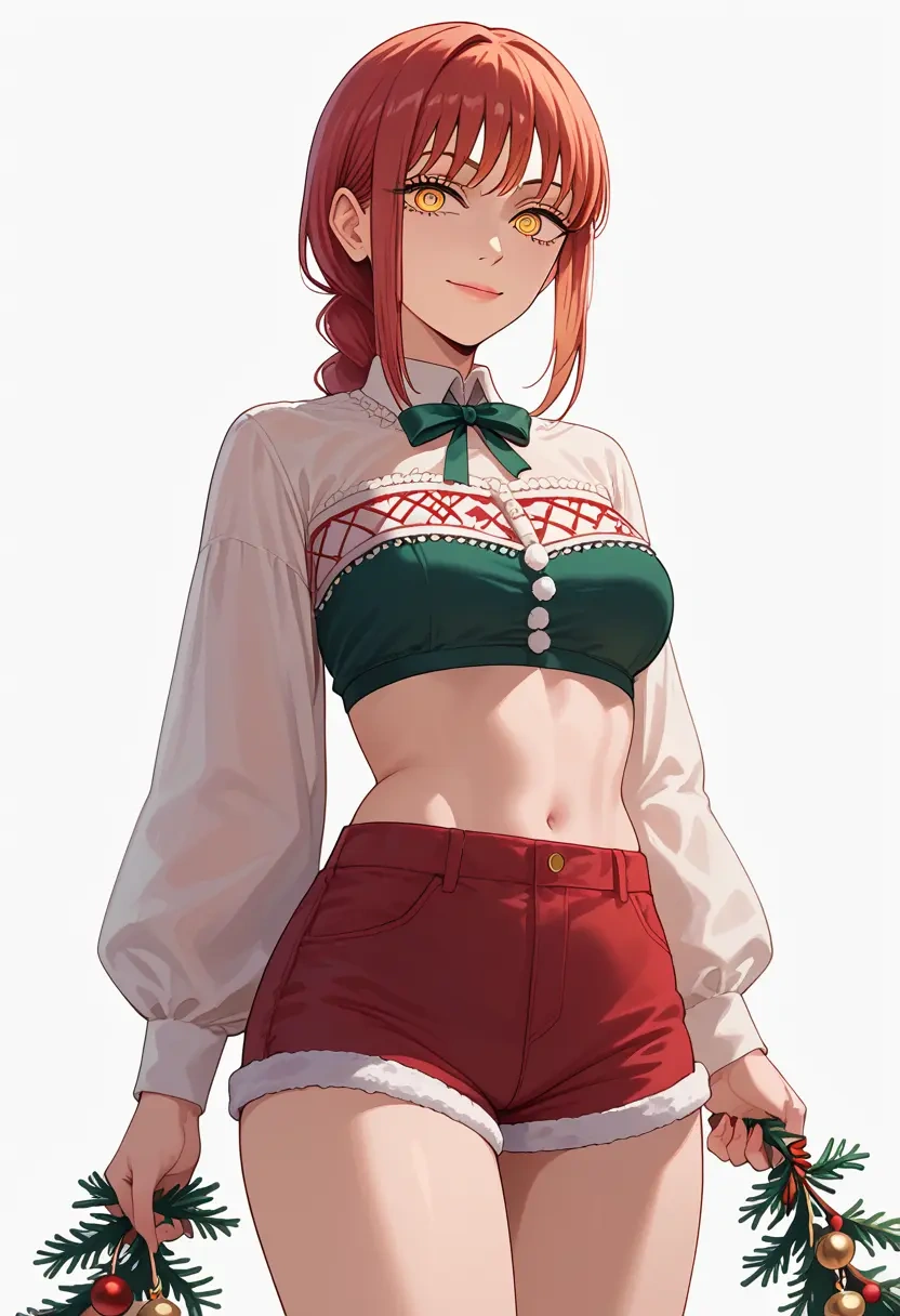 chainsaw_man,makima_(chainsaw_man),Christmas,red velvet shorts  - 