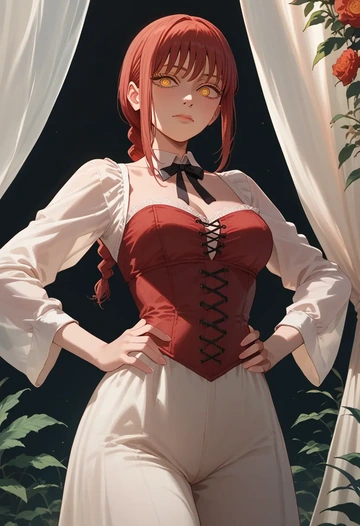 chainsaw_man,makima_(chainsaw_man),vampire corset,lace blouse,velvet skirt  - AI generated anime art