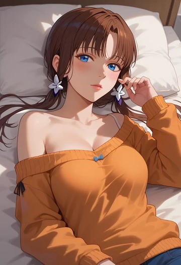 neon_genesis_evangelion,makinami_mari_illustrious,orange,sweater  - AI generated anime art