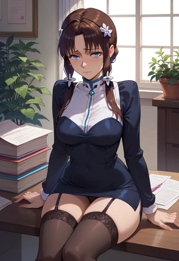 neon_genesis_evangelion,makinami_mari_illustrious,secretary, stockings  - AI generated anime art