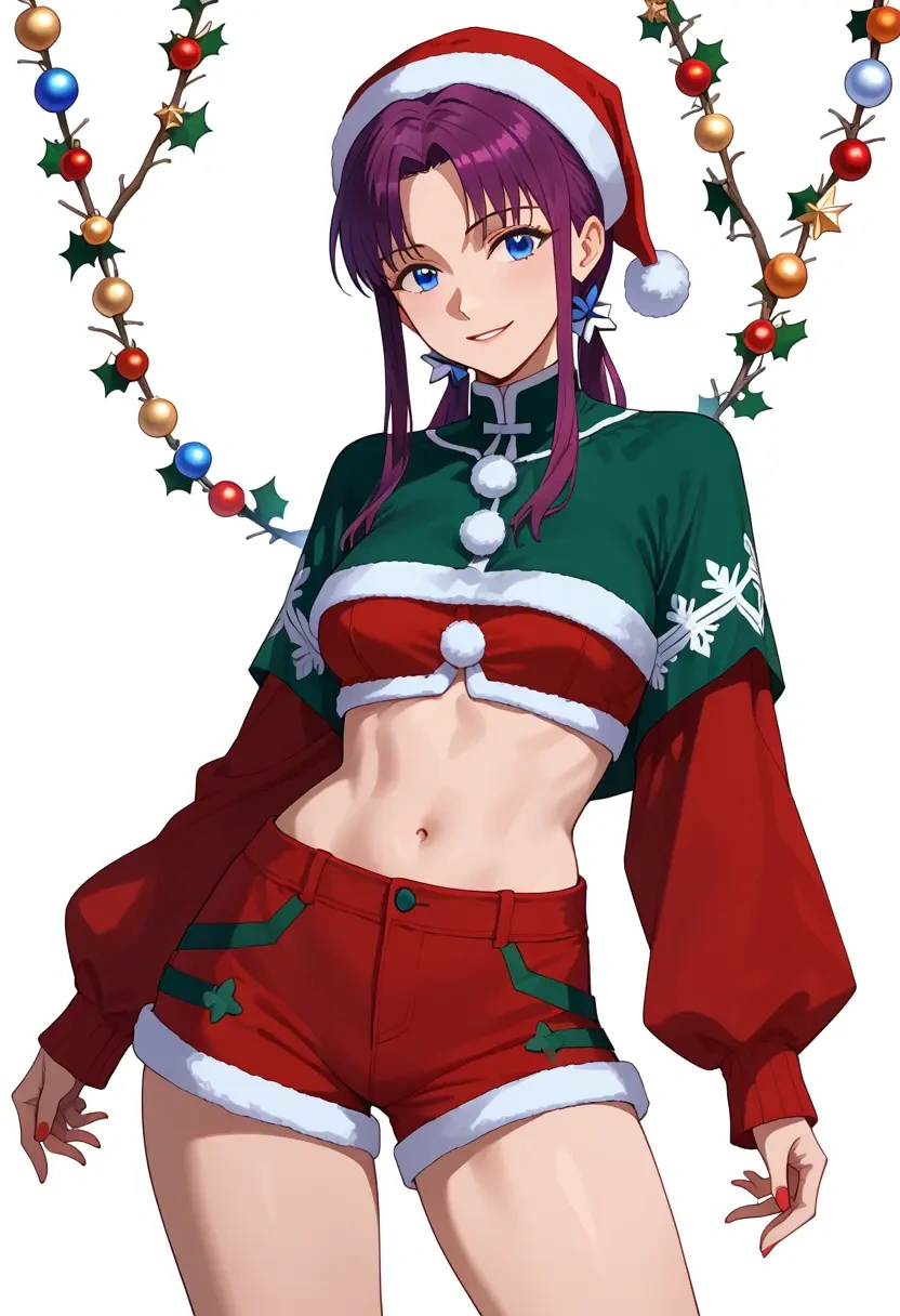 neon_genesis_evangelion,makinami_mari_illustrious,Christmas,red velvet shorts  - 