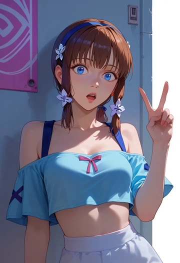 neon_genesis_evangelion,makinami_mari_illustrious,off-shoulder top,dolphin shorts  - AI generated anime art