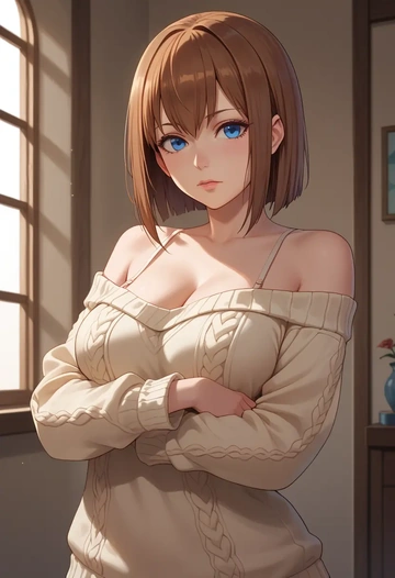 steins_gate,makise_kurisu,thong,sweater,sexy  - AI generated anime art