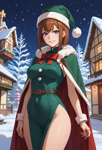 steins_gate,makise_kurisu,Christmas,dress  - AI generated anime art