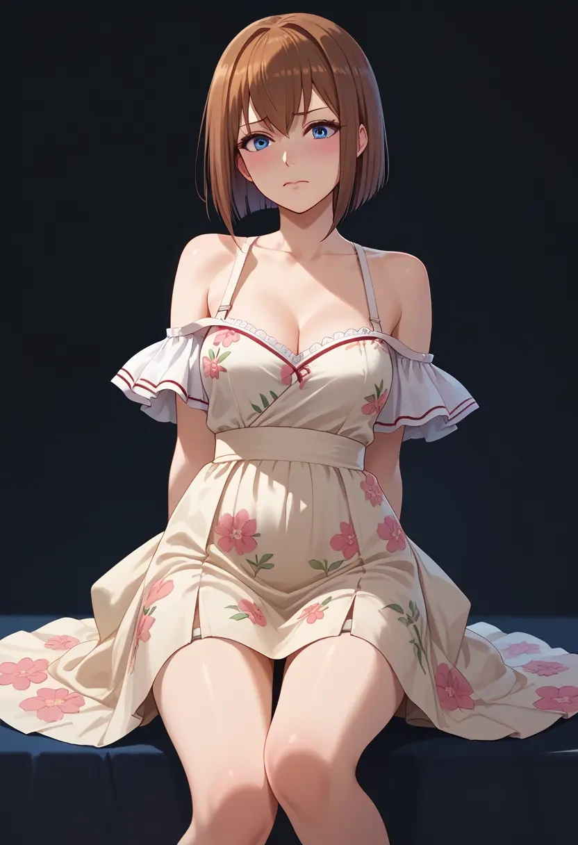 steins_gate,makise_kurisu,silk slip dress,floral prints  - 