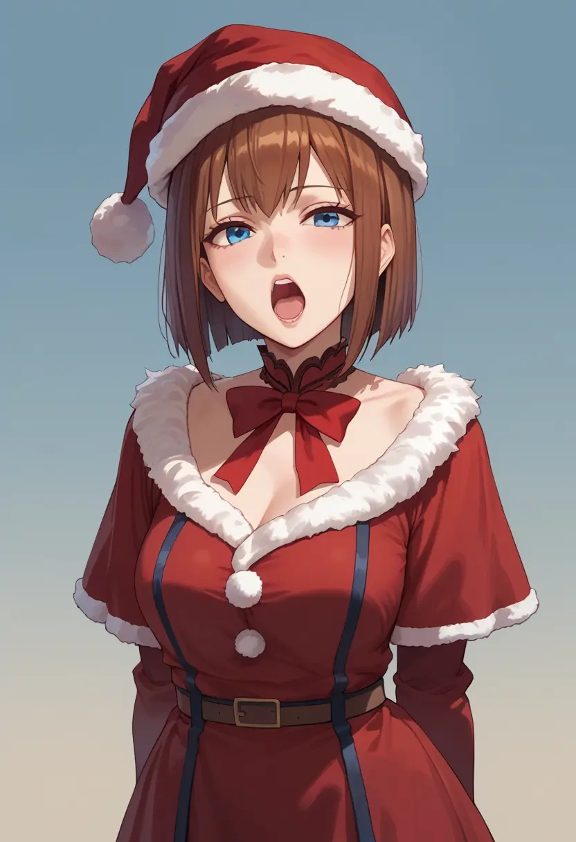 steins_gate,makise_kurisu,Christmas,red velvet dress  - 