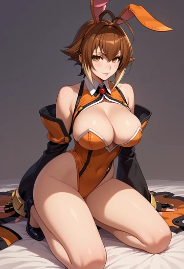 blazblue,makoto_nanaya,bunny girl  - AI generated anime art