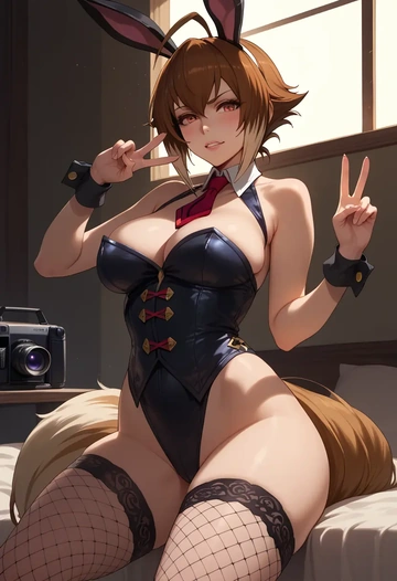 blazblue,makoto_nanaya,bunny girl, sexy,stockings  - AI generated anime art