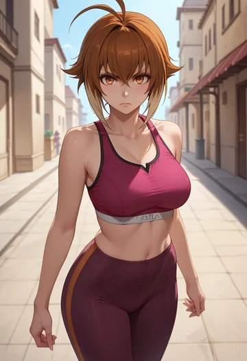 blazblue,makoto_nanaya,yoga shorts, bra  - AI generated anime art