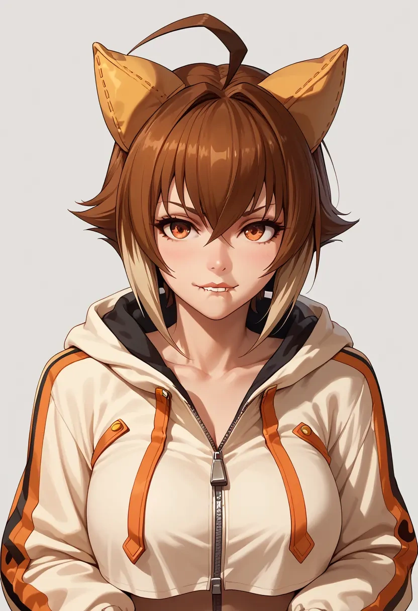 blazblue,makoto_nanaya,crop hoodie,shorts  - 