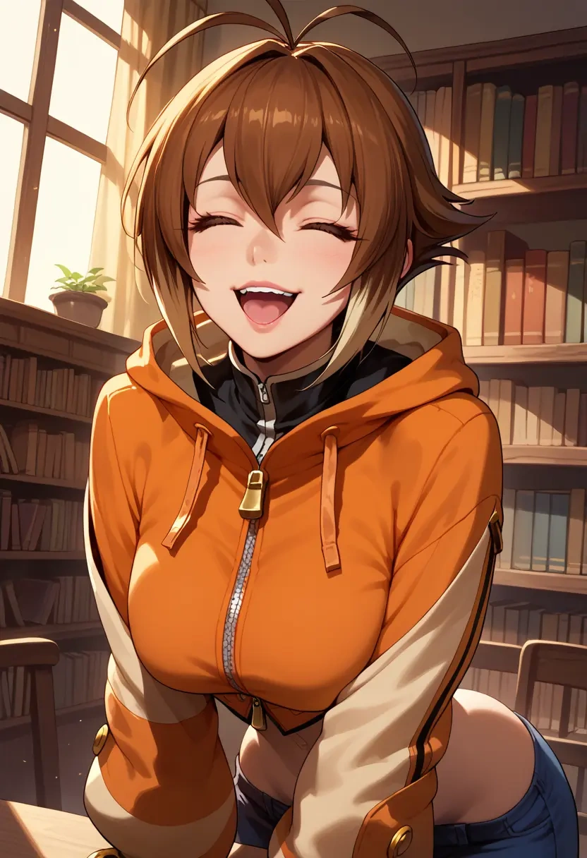 blazblue,makoto_nanaya,crop hoodie,shorts  - 