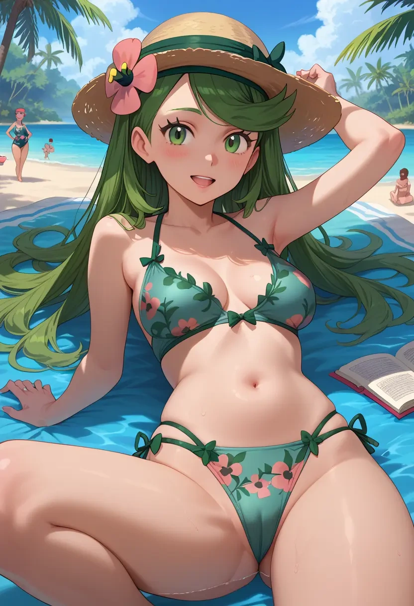 pokemon,mallow_(pokemon),swimsuit,floral print  - 