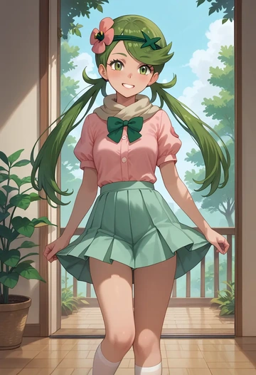 pokemon,mallow_(pokemon),spring,student uniform,blouse  - AI generated anime art