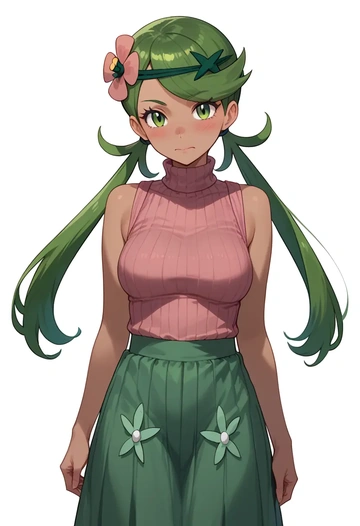 pokemon,mallow_(pokemon),turtleneck,knit,maxi skirt  - AI generated anime art