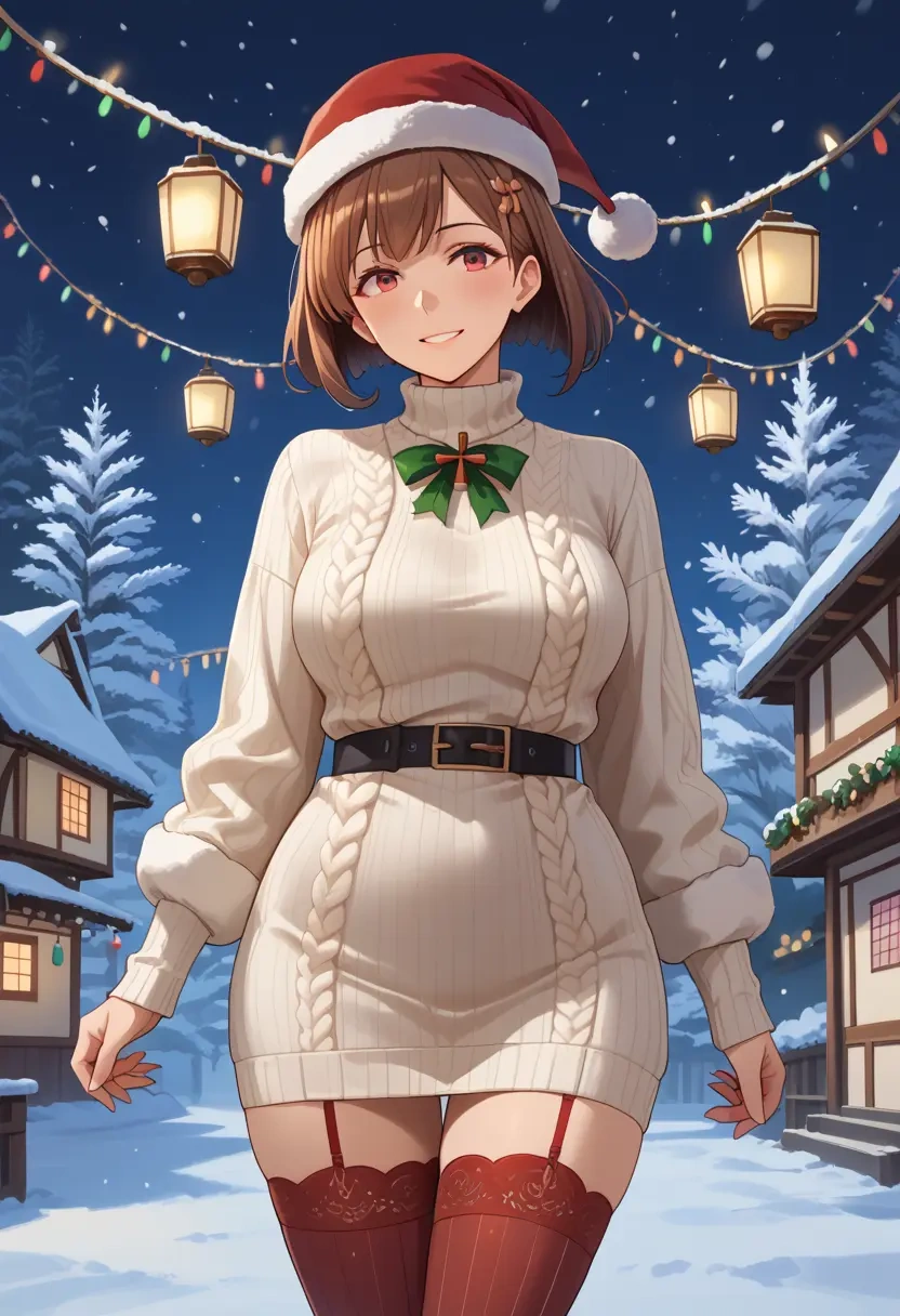 kantai_collection,mamiya_(kancolle),Christmas,sweater dress,stockings  - 