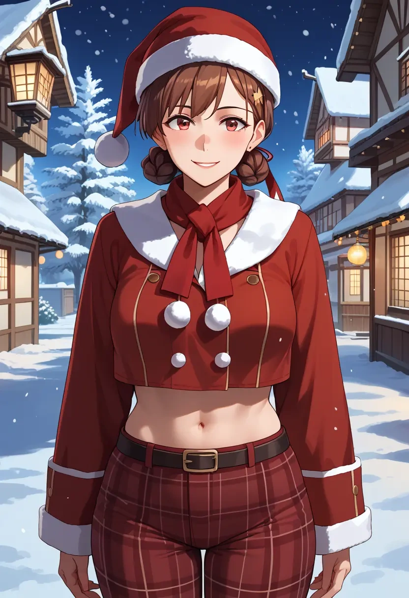 kantai_collection,mamiya_(kancolle),Christmas,plaid trousers  - 