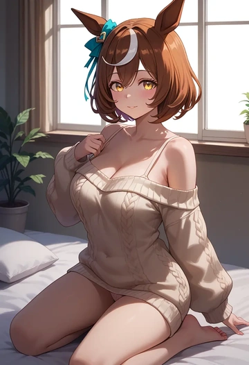 umamusume,manhattan_cafe_(umamusume),thong,sweater,sexy  - AI generated anime art