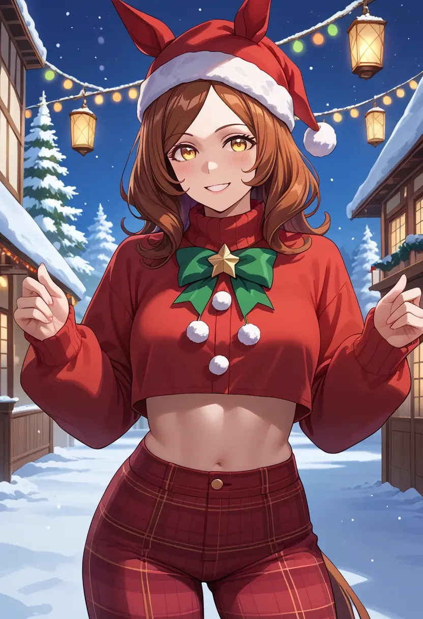 umamusume,manhattan_cafe_(umamusume),Christmas,plaid trousers  - 