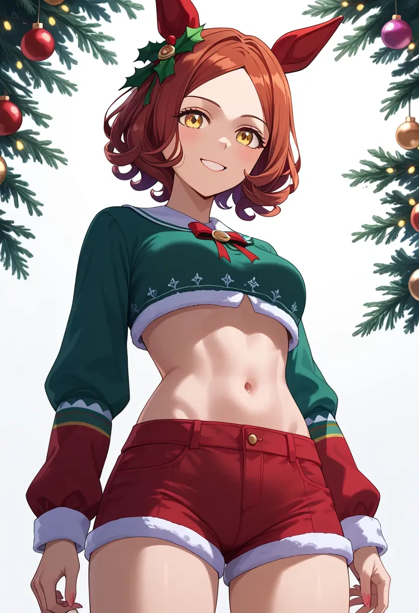 umamusume,manhattan_cafe_(umamusume),Christmas,red velvet shorts  - 