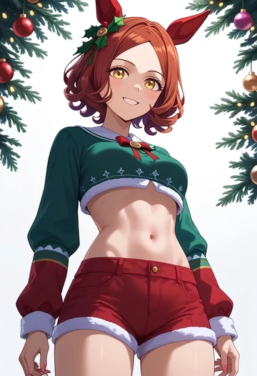 umamusume,manhattan_cafe_(umamusume),Christmas,red velvet shorts  - AI generated anime art