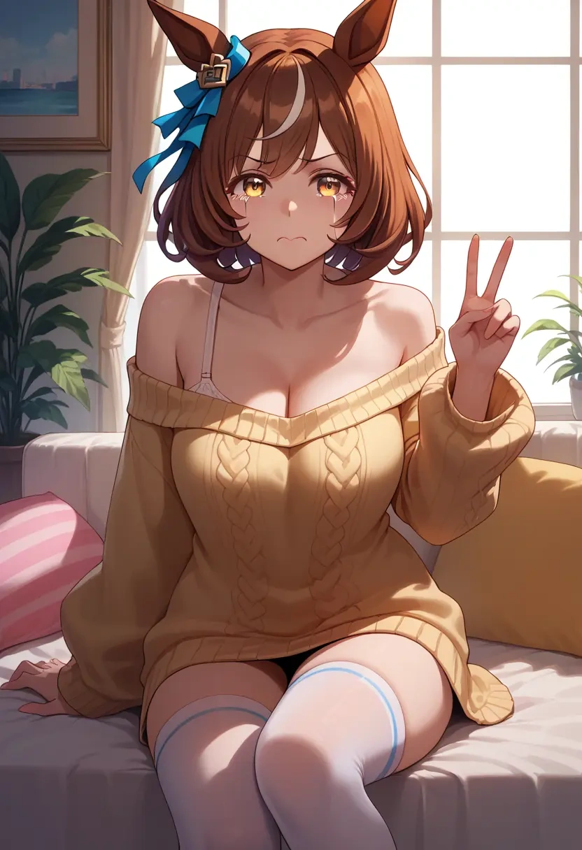 umamusume,manhattan_cafe_(umamusume),off-shoulder,sweater  - 