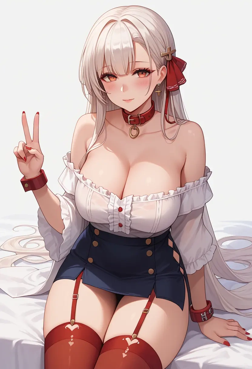 azur_lane,manjuu_(azur_lane),blushing,collar,Thigh garters  - 