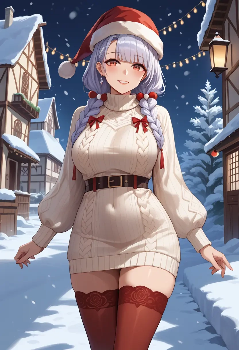 azur_lane,manjuu_(azur_lane),Christmas,sweater dress,stockings  - 