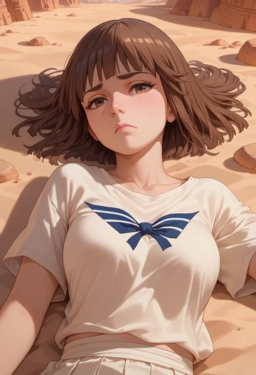 kill_la_kill,mankanshoku_mako,calligraphy print shirt,dolphin shorts  - AI generated anime art