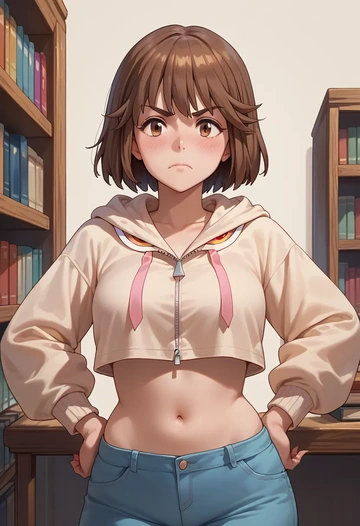 kill_la_kill,mankanshoku_mako,crop hoodie,shorts  - AI generated anime art