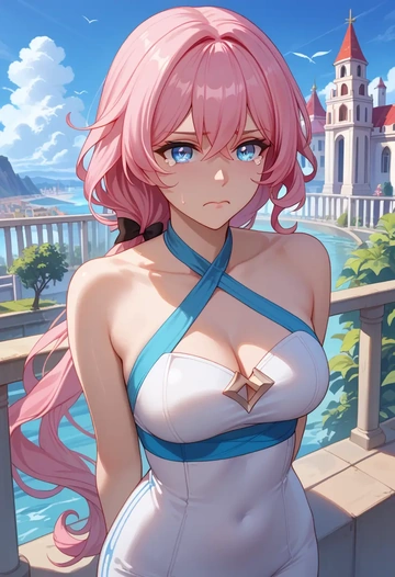 honkai_star_rail,march_7th_(honkai_star_rail),halter top,track pants  - AI generated anime art