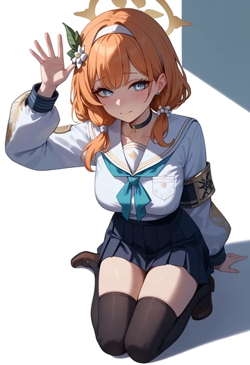 blue_archive,mari_(blue_archive),jk uniform, stockings  - AI generated anime art