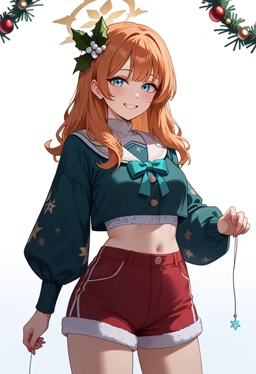 blue_archive,mari_(blue_archive),Christmas,red velvet shorts  - AI generated anime art