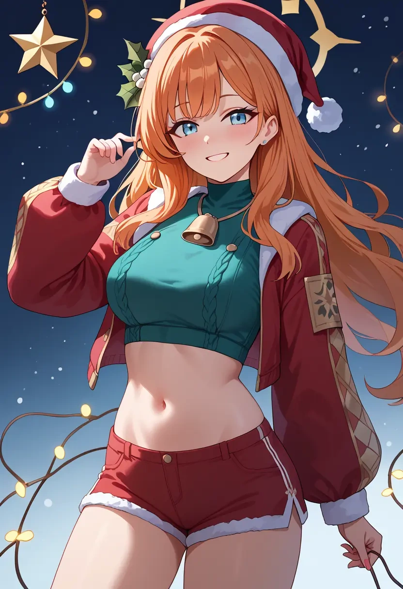 blue_archive,mari_(blue_archive),Christmas,red velvet shorts  - 