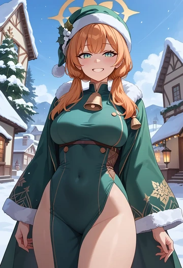 blue_archive,mari_(track)_(blue_archive),Christmas,dress  - AI generated anime art