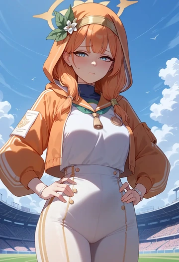 blue_archive,mari_(track)_(blue_archive),crop windbreaker,shorts  - AI generated anime art