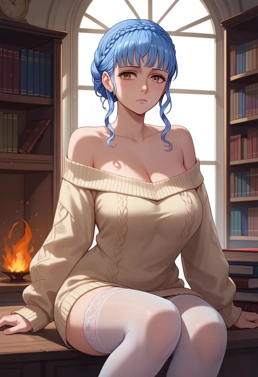 fire_emblem,marianne_von_edmund,Pouting,off-shoulder,sweater,stockings  - 