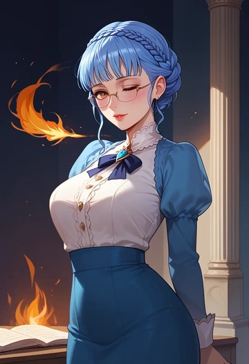 fire_emblem,marianne_von_edmund,OL, glasses,  - AI generated anime art