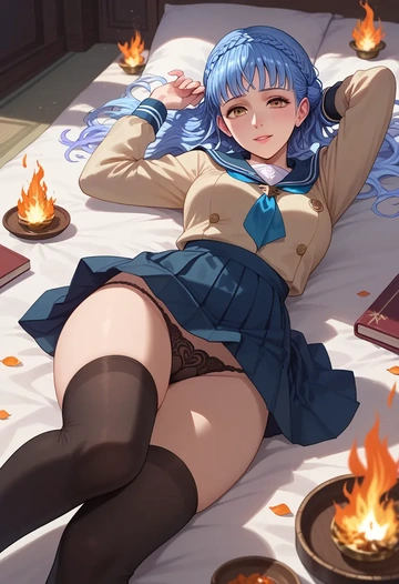 fire_emblem,marianne_von_edmund,jk uniform, stockings  - AI generated anime art