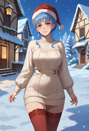 fire_emblem,marianne_von_edmund,Christmas,sweater dress,stockings  - AI generated anime art