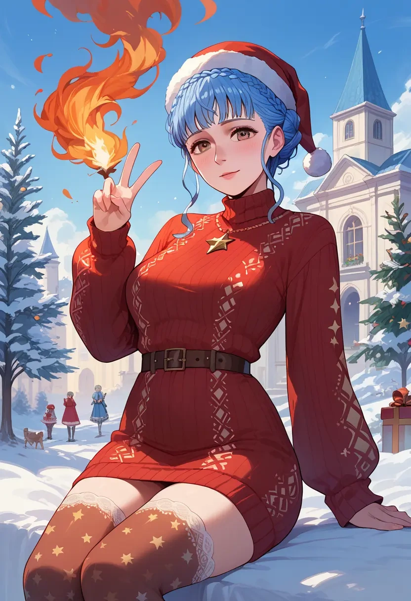 fire_emblem,marianne_von_edmund,Christmas,sweater dress,stockings  - 