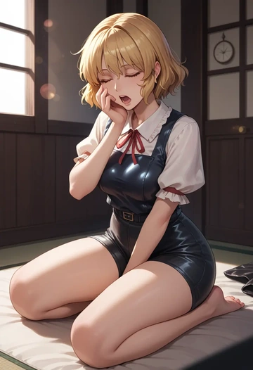 touhou,maribel_hearn,leather,shorts  - AI generated anime art