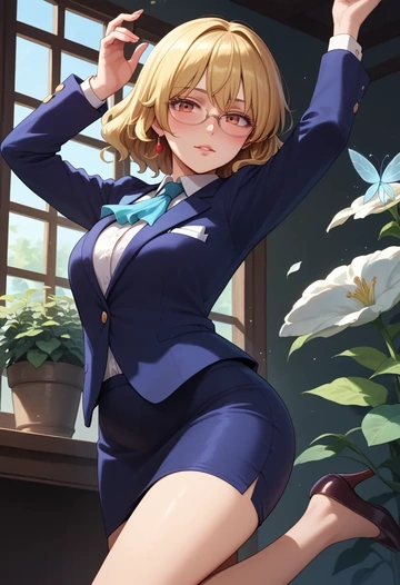 touhou,maribel_hearn,OL, glasses,  - AI generated anime art