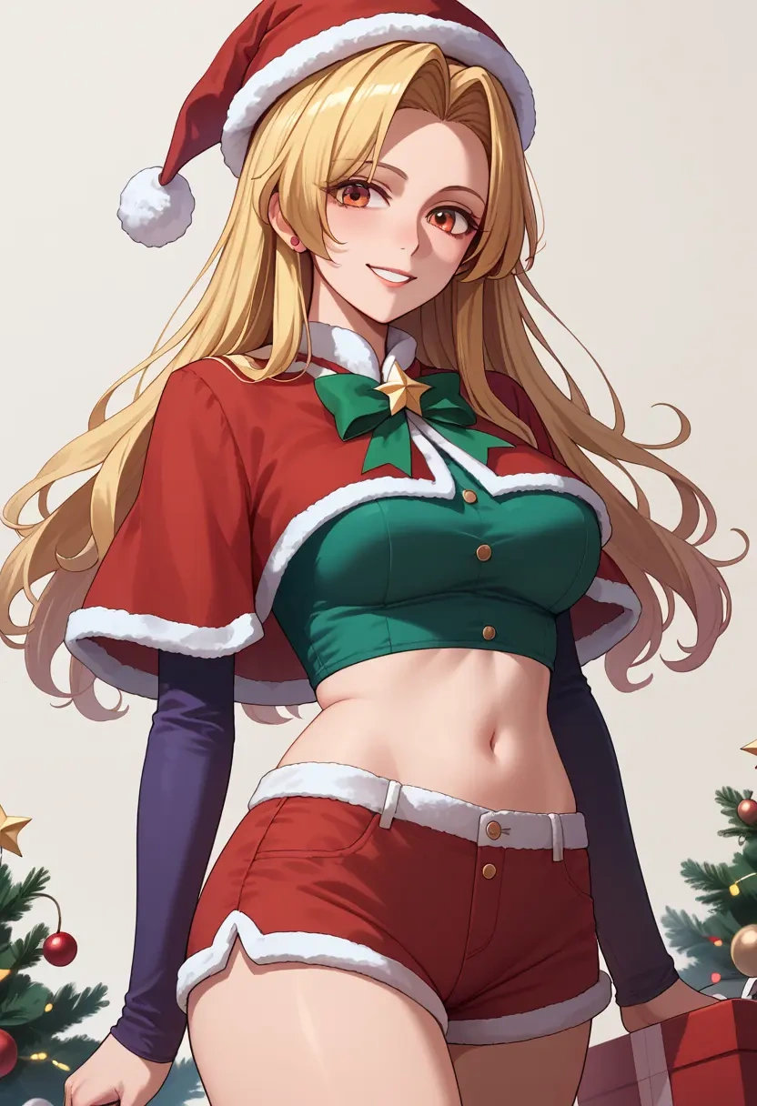 touhou,maribel_hearn,Christmas,red velvet shorts  - 