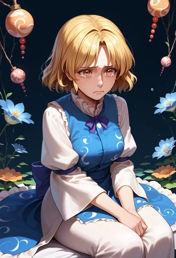 touhou,maribel_hearn,abstract art blouse,dolphin shorts  - AI generated anime art