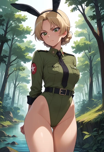 girls_und_panzer,marie_(girls_und_panzer),bunny girl  - AI generated anime art