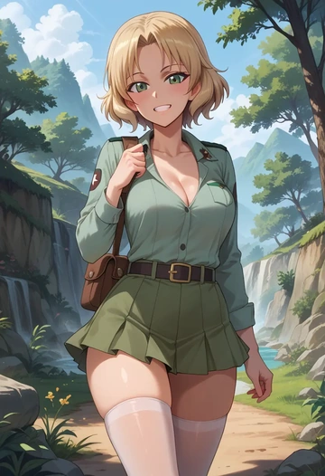 girls_und_panzer,marie_(girls_und_panzer),mini skirt, stockings  - AI generated anime art