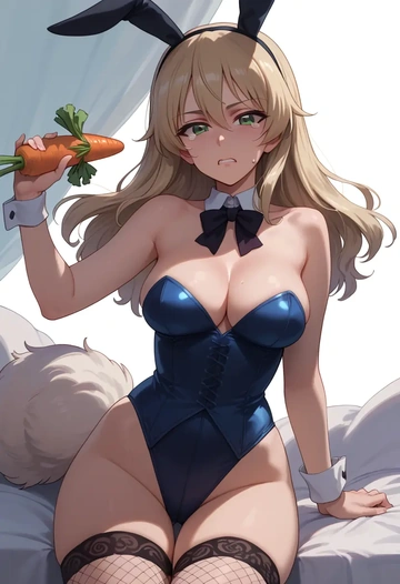 girls_und_panzer,marie_(girls_und_panzer),bunny girl, sexy,stockings  - AI generated anime art