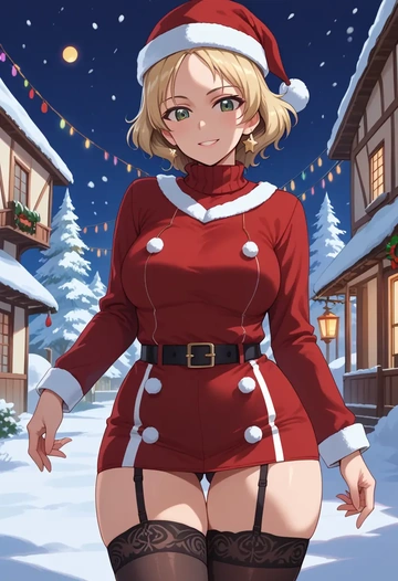 girls_und_panzer,marie_(girls_und_panzer),sweater,stockings,Thigh garters  - AI generated anime art