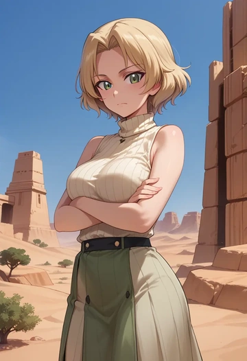 girls_und_panzer,marie_(girls_und_panzer),turtleneck,knit,maxi skirt  - AI generated anime art